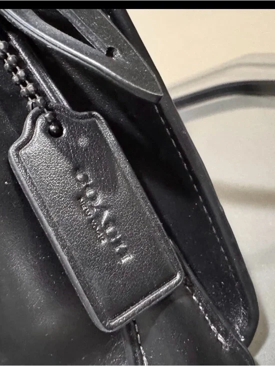 Coach Black Leather Top-Handle Satchel with Signature C Lock - Picture 4 of 8